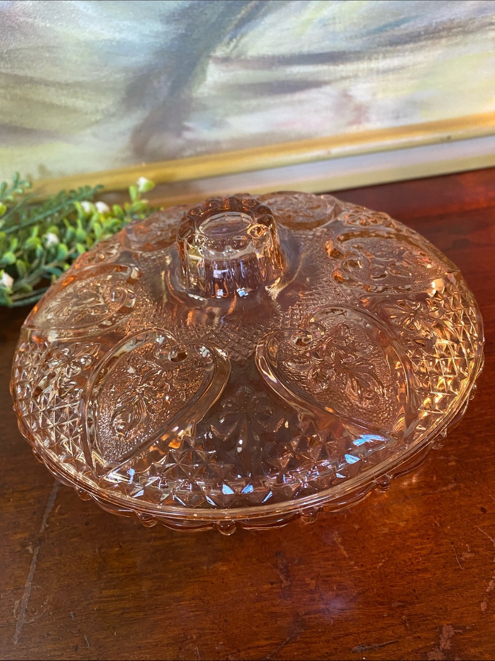 Vintage KIG Malaysia Pressed Glass Cover Dish